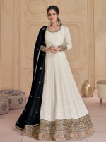 White Real Georgette Anarkali Gown